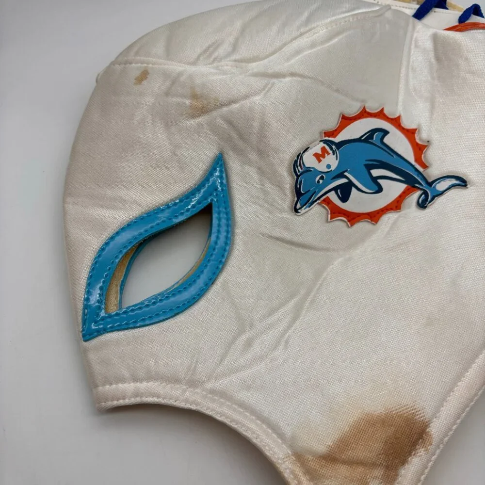 NFL Miami Dolphins Logo Football Team Wrestling Mask with Flaws